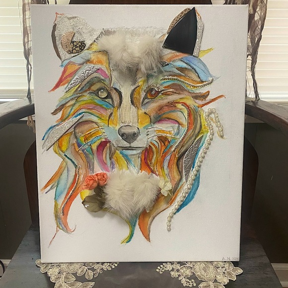 Other - “Prism of the fox” OOAK Handpainted Watercolor on Canvas Forest Fox 16x20